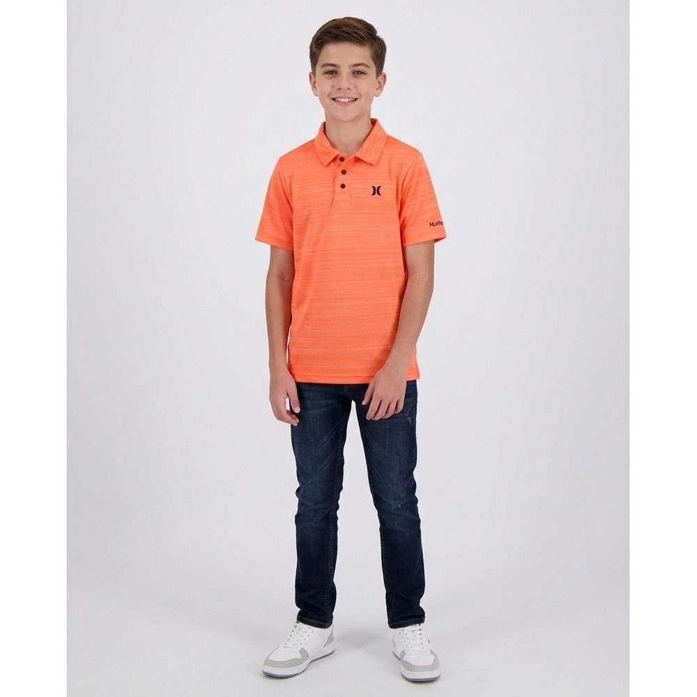 Hurley Boys H2O-DRI Polo Shirt Bright Mango Heather‎ Orange Size L 12-13 Yrs